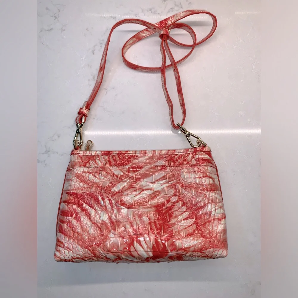 Brahmin Vida Crossbody In Pink Flamingo Mrlbourne With Flamingo Tassel - Picture 12 of 16